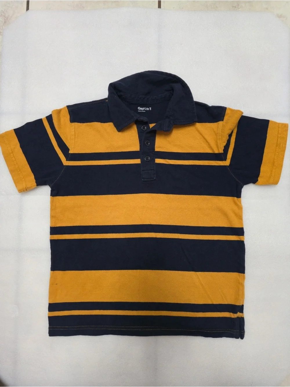 Gap kids Collar Tee Stripe Yellow Navy Size M (8)